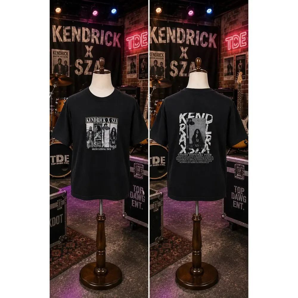 Kendrick Lamar SZA Grand National Tour 2025 Graphic Tee XL Black